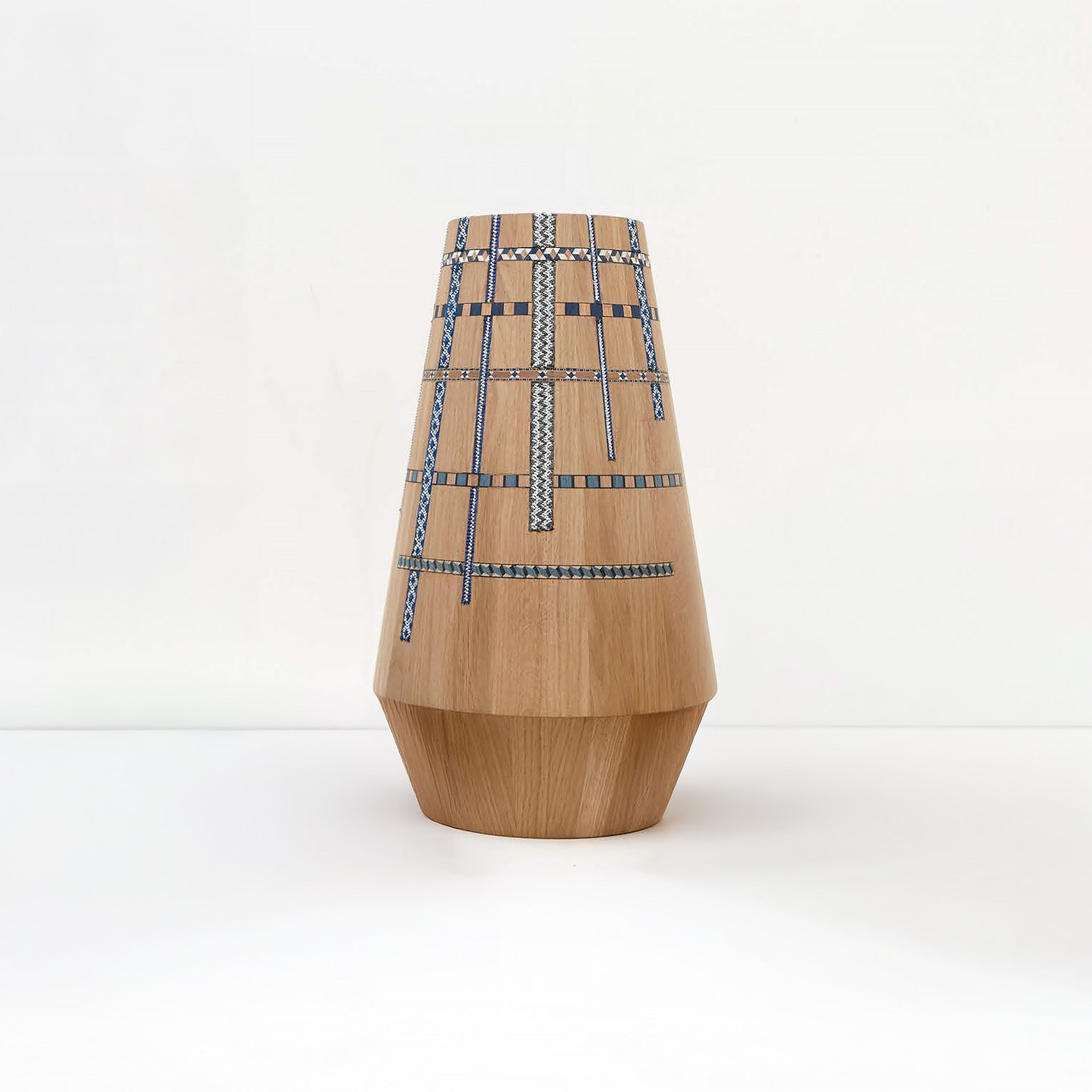 Nawra Wooden Elongated Vase | Blue