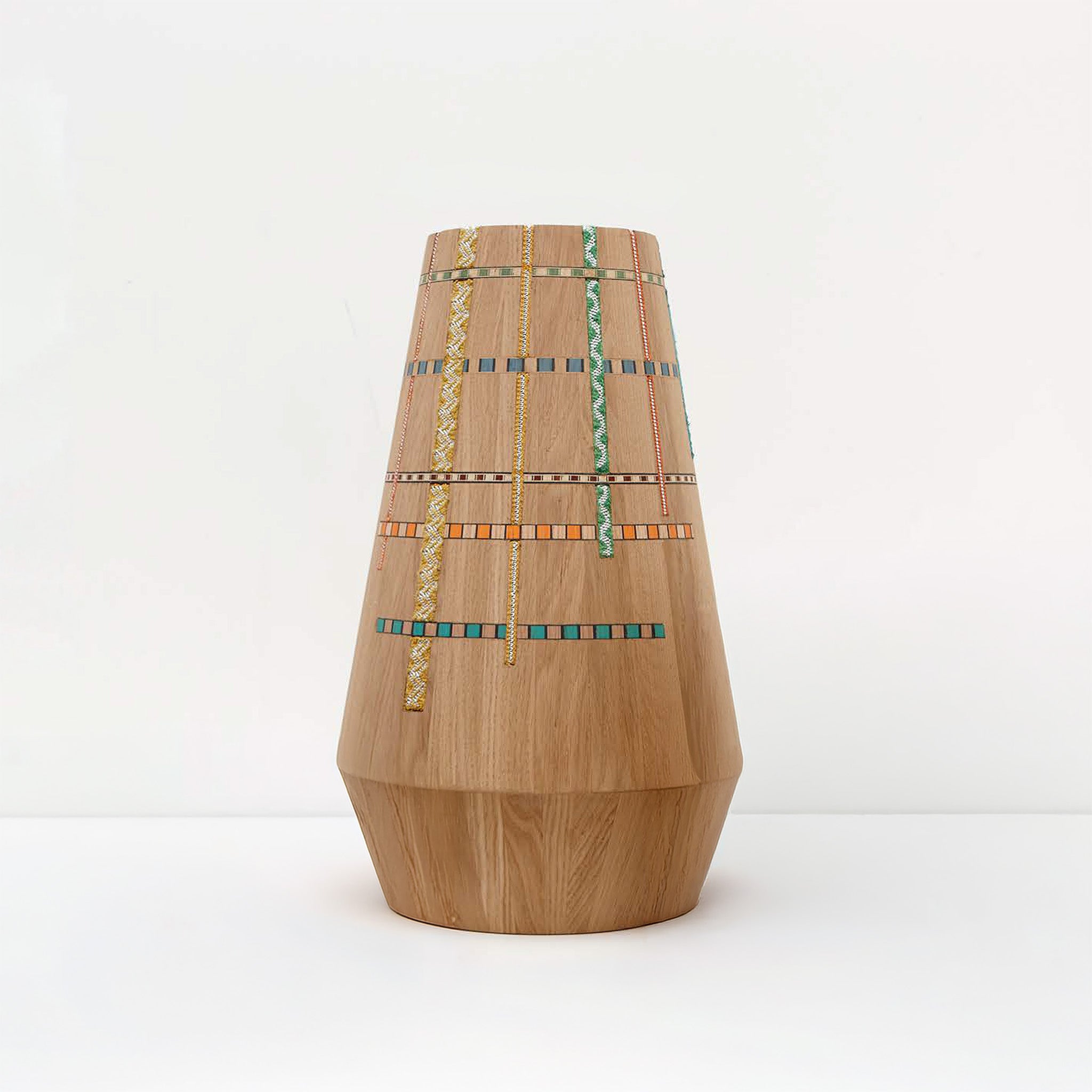 Nawra Wooden Elongated Vase | Mixed Colors